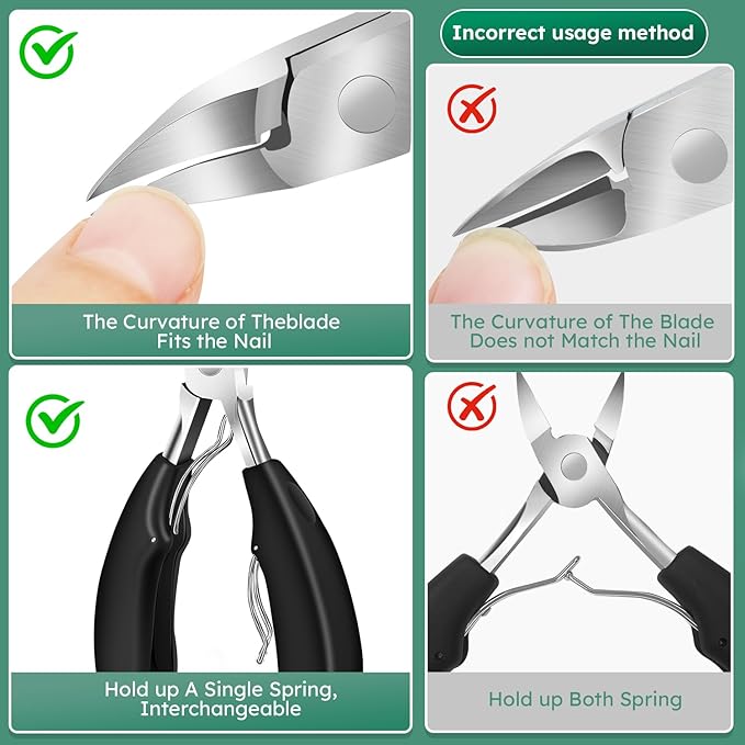 Toenail Clippers for Seniors Thick Toenails, CLPPNA Angled Head Large Toe Nail Clippers Set for Men, Heavy Duty 45° Ingrown Toenail Clippers, 37mm Wide Opening Nail Cutter with Long Handle, 6PCS