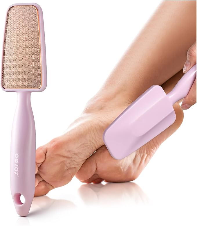 BEZOX Long Handle Glass Foot File Callus Remover, Foot Scrubber for Dead Skin, Cracked Heel Foot Scraper - Purple
