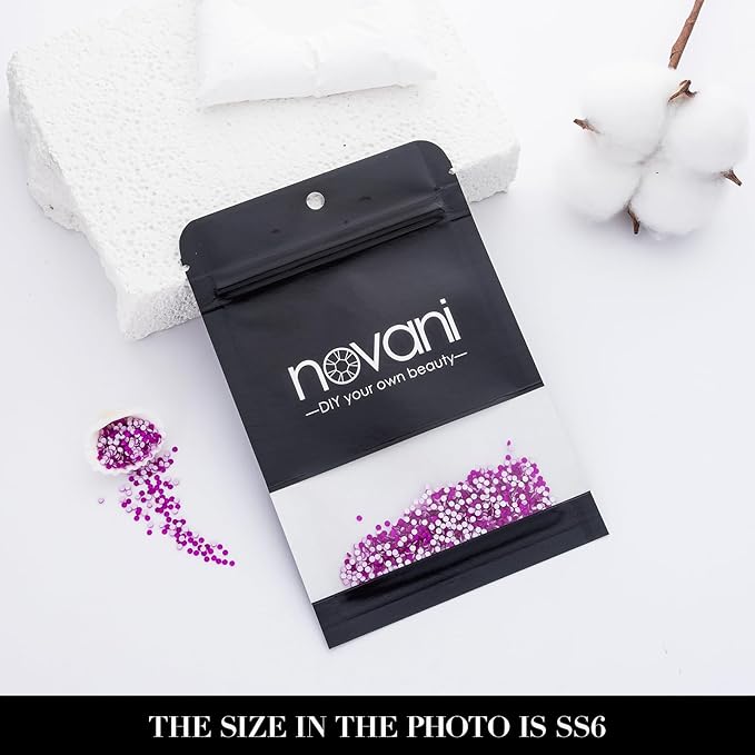 Novani 3000 Pieces Flatback Rhinestones Glass Round Gems Neon-Purple Crystals for Nail Art DIY Crafts Clothes Shoes,SS6,1.9-2.0mm