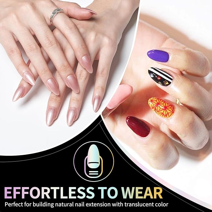 Medium Almond Nail Tips Soft Gel Nail Tips 240Pcs Pre-Shaped Pointed Almond Nails Half Matte Full Cover Acrylic Clear Fake Nails Tips for Extension Nail Art DIY Manicure Salon 12 Sizes
