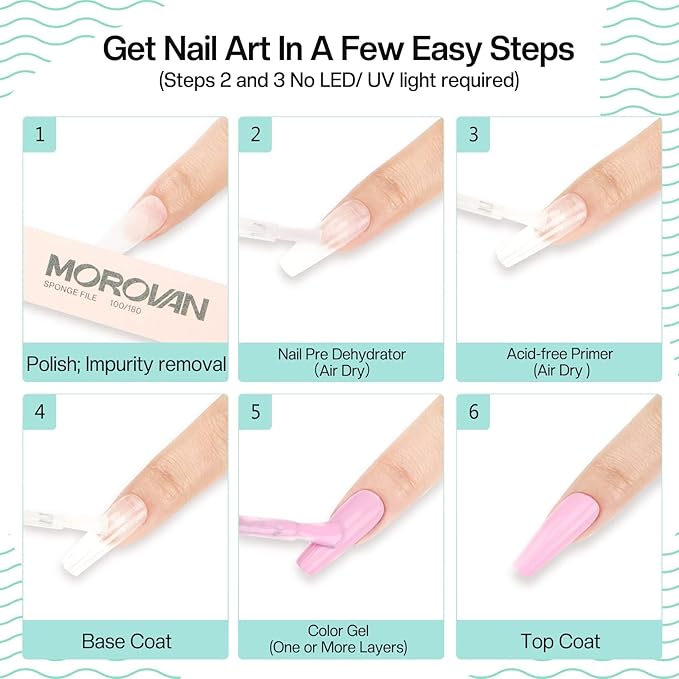 Morovan Acid Free Professional Nail Dehydrator Prep for UV Gel Polish Acrylic Nails Fast Dry Natural Nail Primer Base Varnish Manicure Bonder 0.5 oz