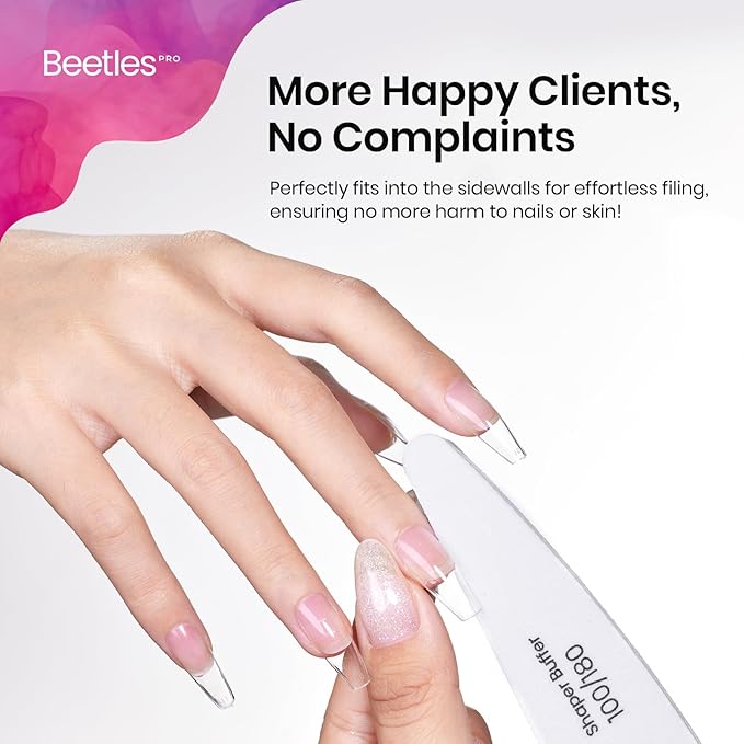 Beetles Pro 10-Pcs Nail File Nail Buffer – Professional 100/180 Grit Double Sides Sponge Nails Files and Buffers Emery Boards Prep Tool for Acrylic, Gel & Natural Nails – Salon Quality Manicure Tool
