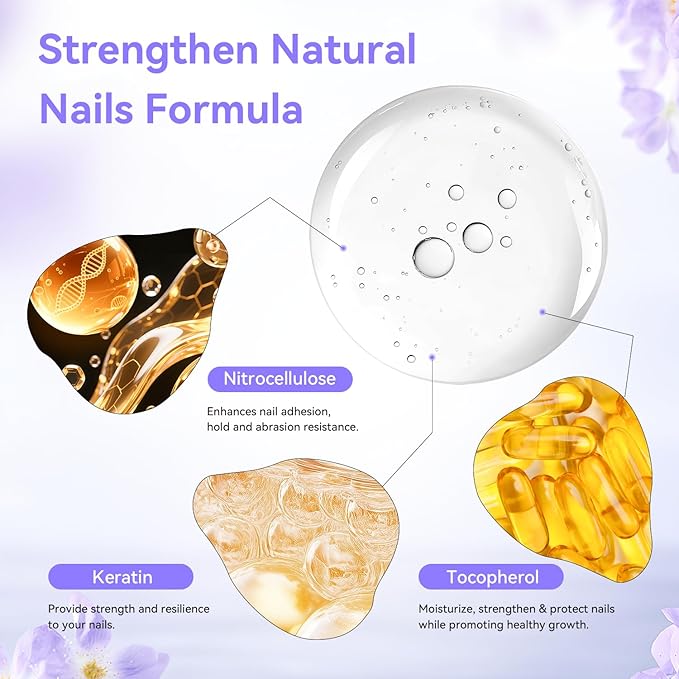 Perfume Nail Strengthener 3 IN 1 Quick Dry Nail Polish Strong Repairs Damaged Nail Hardener Long Lasting Shine for Nail 16.5ml