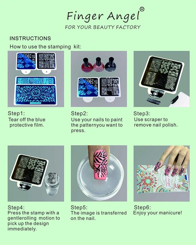 13pcs Stamping Nail Art Plates Set with 2 Stamper, 2 Scraper, Storage Bag - Leaves, Flowers, Animal Nail Plate Templates