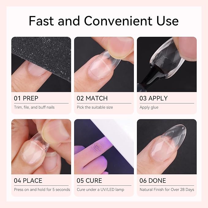 Makartt Medium Coffin Soft Gel Nail Tips: 120pcs 3D Diamond-Shaped Fake Nails Extension, 12 Sizes Full Cover Clear Press-On Tip, Natural Rhombus Lattice, Suit for Chrome Nail Powder
