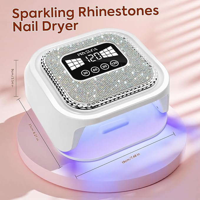 UV LED Nail Lamp for Gel Polish with 36 LED Beads & 4 Timer Settings, UV Light for Gel Nails, Professional Fast Curing Nail Dryer with LCD Touch Display, Auto Sensor (Sparkly Diamond White)