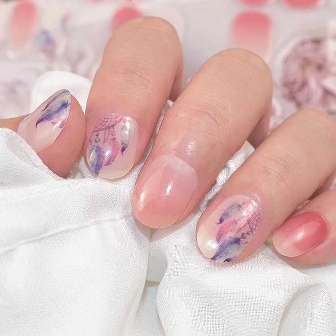 Semi Cured Gel Nail Strips (Dream Catcher)-22 PCS Manicure Stickers | Gel Nail Wraps | Light Required, Salon Quality & Easy to Use
