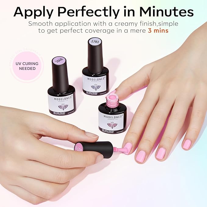 modelones 32 PCS Summer Gel Nail Polish Set, 28 Colors Pastel Gel Polish with No Wipe Base Coat, Glitter & Glossy & Matte Top Coat Maracon Colors Soak Off LED Nail Art Kit