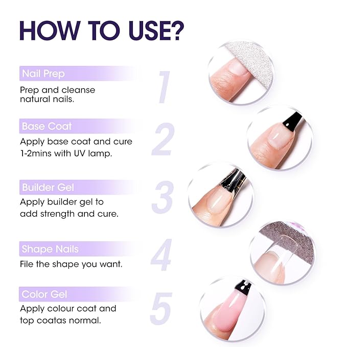 GELLEN 7 in 1 Builder Gel for Nails in a Bottle, 18ml Clear Builder Nail Gel for Nail Extension and Apex Building, UV Light Needed