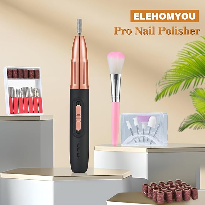Electric Nail Drill - Cordless Nail Drill with 11 Drill Bits - Electric Nail File for Acrylic Gel Dip Powder Nails, Nail Filer Electric for Manicure Pedicure Polishing Shape (Black)