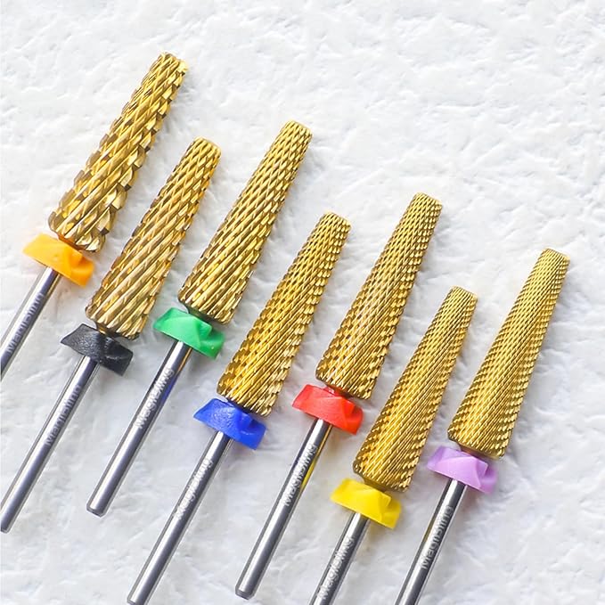 24mm Super Long 5 in 1 Nail Drill Bits, Professional 3/32'' Tungsten Carbide Bits, Fast Gel Removal for Long Acrylic Nails, Left Right Hand Use, Manicure Cuticle Hard Gel Polishing, Fine