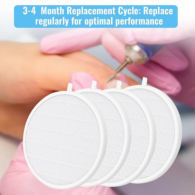 Reusable Nail Dust Filter 2-Pack - High-Efficiency 6.69"x0.31" Dust Collector Attachment for Manicure Tables, Pet & Craft Stations