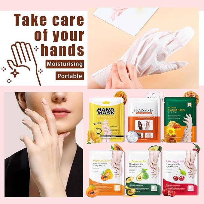 12PCS Hand Mask for Dry Cracked Hands,Nourishing Moisturizing Gloves,Hands Moisturizer for Deep Moisturizing,Silky Smooth Gloves,Hand Care Mask Set(B)