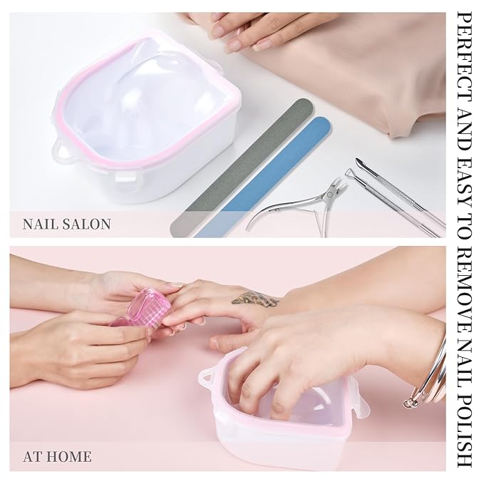 Nail Soaking Bowl Kit Soak Off Bowl Soak Off Gel Polish Dip Powder Remover Manicure Bowl with Nail File and Buffer Cuticle Peeler Scraper Cuticle Nippers Nail Brush Nail Art Tool