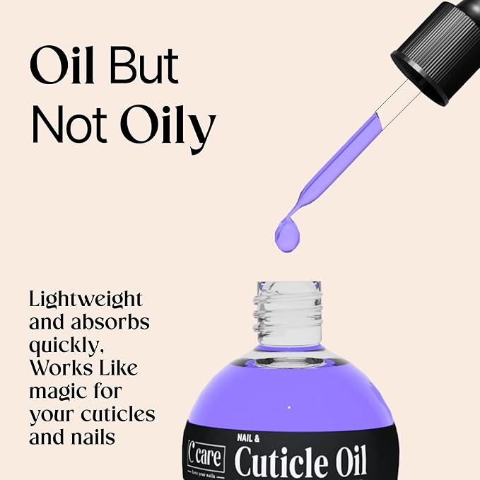 C CARE Lavender and chamomile Cuticle Oil For Nails - Repairs Cuticles Overnight - Moisturizes and Strengthens Nails and Cuticles - Dropper & Brush included - 2.5oz