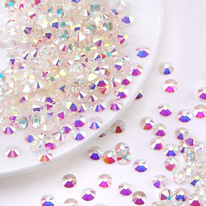 Novani Rhinestones 1440pcs SS10 Glass Rhinestones Crystal Flatback Gemstones for Crafts Nails Makeup Bags and Shoes Decoration(SS10, Transparent AB)