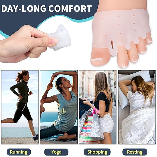 3 Pairs Toe Spacers, Soft and Breathable Gel Toe Separators, Toe Straightener for Hammer Toe, Bunions, Overlapping Toes, Diabetic Feet, Women Men Feet Pain Relief