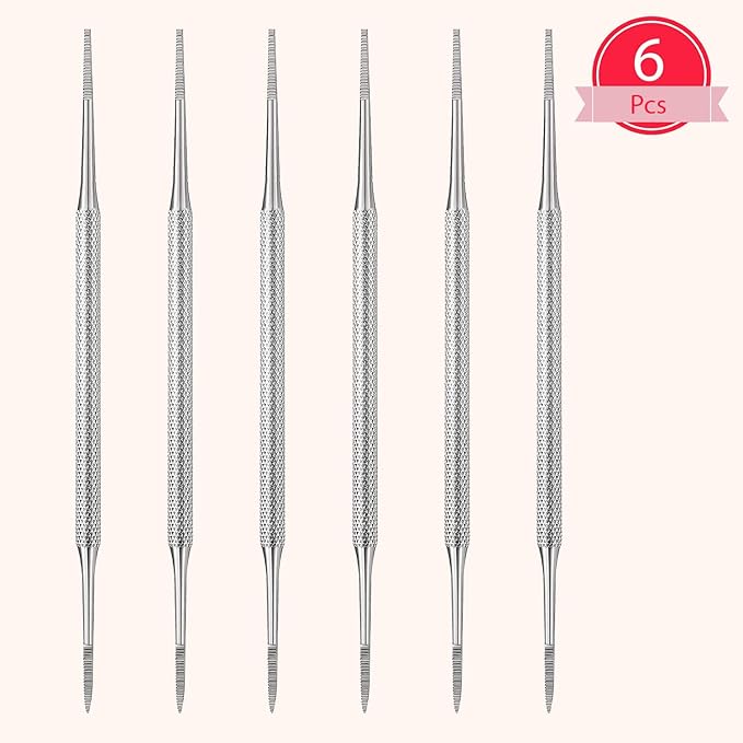 Mudder 6 Pack Ingrown Toenail Files Double Sided Toenail Lifters One Side Flat and One Side Curved Stainless Steel Manicure Treatment Removal Pedicure Tools for Feet Under Nail Cleaner