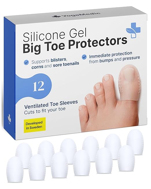 Yogamedic Silicone Big Toe Protectors - Pack of 12, Gel - Bunion Corrector & Toe Separators for Women - Ingrown Toenail Treatment & Gel Spacers