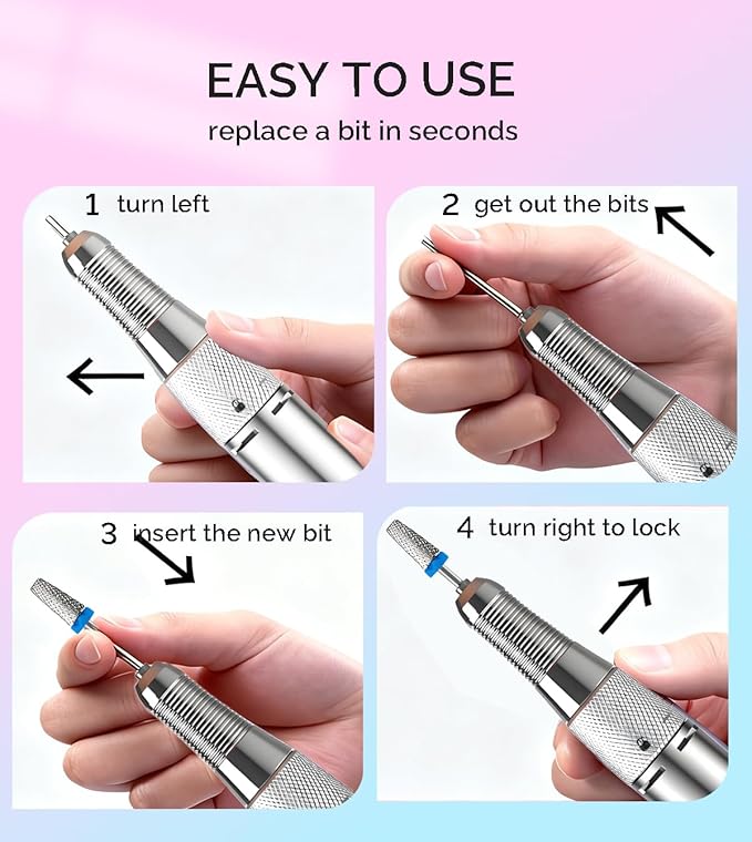 Electric Nail Drill Machine,Lumcrissy Portable Rechargeable 35000 RPM Electric Nail File E-File ,Electric Acrylic Nail Tools ,Polishing,Nail Removing (Light Green)