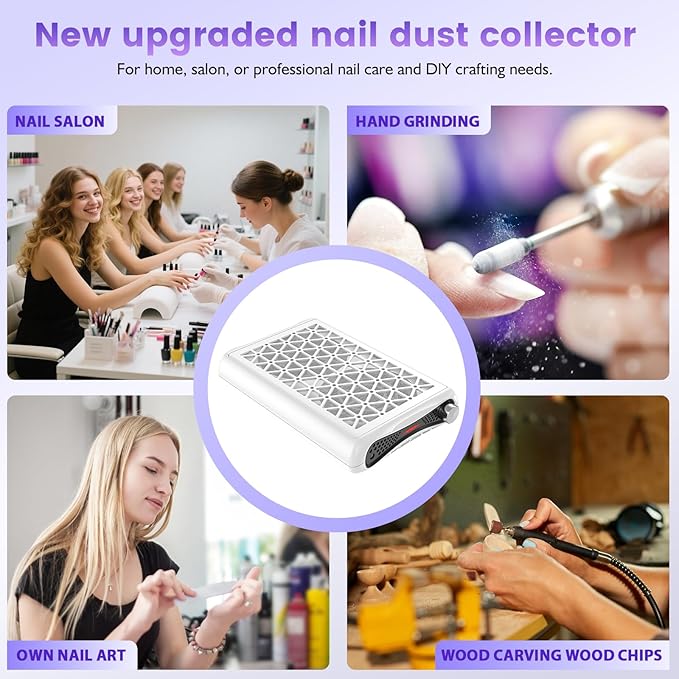 Nail dust collector. 6400PA powerful suction dust collector nail tech. Vacuum Fan Dust Collector with LED display includes 30 sheets of filter paper, suitable for nail salons and home manicures