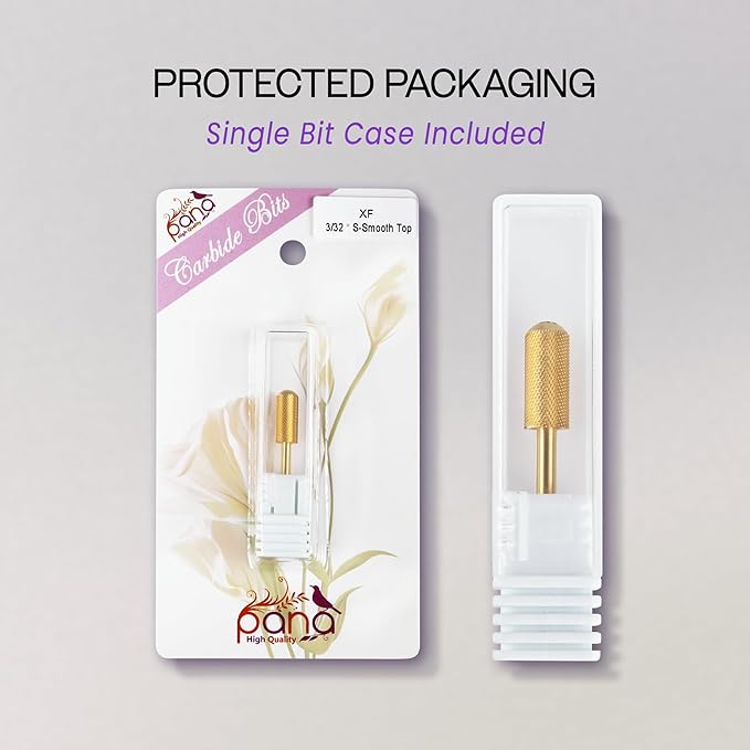 Pana 3/32" Small Smooth Top Barrel Nail Carbide Bit for Electric Dremel Drill Machine Manicure Pedicure Nail Salon Tools Acrylic & Gel Removal (Gold, Extra Fine)