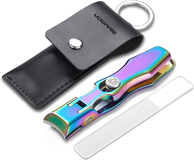 Nail Clippers for Thick Toenails and Fingernail, Large Wide Jaw Opening Heavy Duty No Splash Toenail Clippers with Catcher for Men Women Adults Seniors (Rainbow)