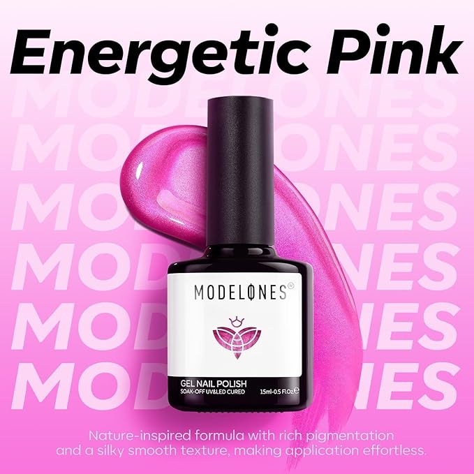 modelones Glassy Cat Eye Gel Nail Polish Glitter Holographic Hot Pink Cat Eye Pink Shimmer Reflective Translucent U v Gel Magnetic Nail Polish Top Coat for Women Girl 15ML