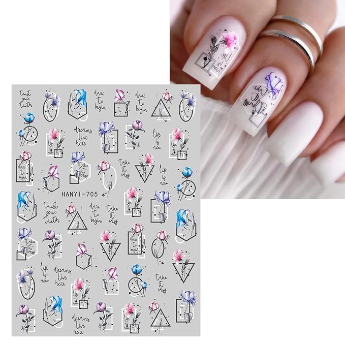 JMEOWIO 10 Sheets Spring Flower Nail Art Stickers Decals Self-Adhesive Pegatinas Uñas Colorful Floral Summer Nail Supplies Nail Art Design Decoration Accessories
