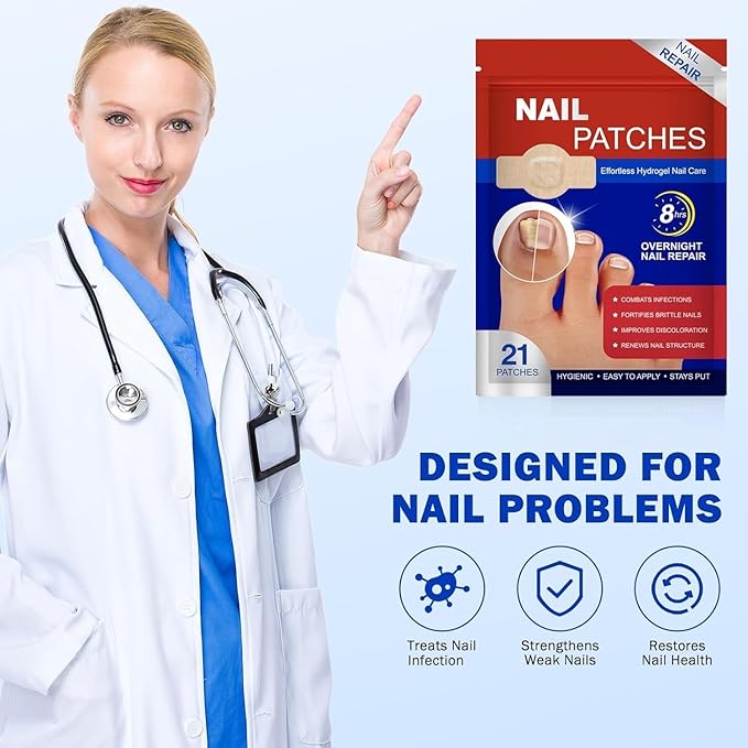 Nail Patches,21 Patch,Nighttime Nail Patches,for Damaged Nails Foot Nails Repair and Care,Strengthens Brittle Nail