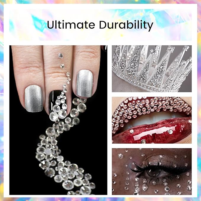 Novani Rhinestones 1440pcs SS10 Glass Rhinestones Crystal Flatback Gemstones for Crafts Nails Makeup Bags and Shoes Decoration(SS10, Crystal Clear)