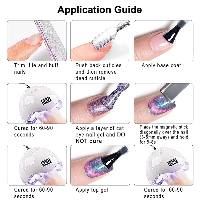 RARJSM Aurora Cat Eye Gel Nail Polish with Magnet Stick Blue Purple Multi Color 9D Diamond Galaxy Cateye Gel Polish Chunky Shimmer UV LED Curing Requires Soak Off for Home Salon Manicure 15ml
