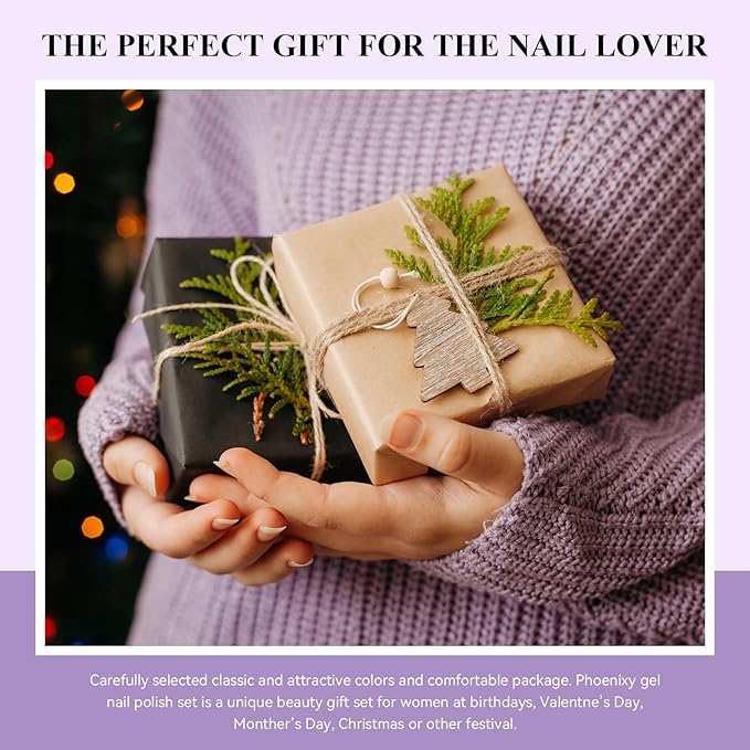 Phoenixy Gel Nail Polish 25+5 PCS Gel Nail Polish Kit with Black White Pink Blue Purple Suitable for All Seasons for Women