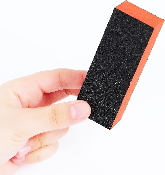 uxcell Sponge Nail File and Buffer Set, 4 Way Nail Buffer Sanding Block Manicure File Polishing Smooth Tool Kits, 10 PCS Nail Buffing Grinding Polisher File for Salon Home Use, Black Red
