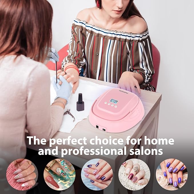 126W Cordless Rechargeable UV LED Nail Lamp, Fast Curing Gel Nail Dryer with 4 Timers, Portable Professional Nail Light for Salon and Home (Pink)