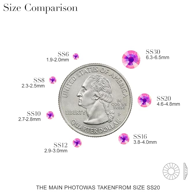 Novani 3000 Pieces Flatback Rhinestones Glass Round Gems F-Rose Crystals for Nail Art DIY Crafts Clothes Shoes,SS8,2.3-2.5mm