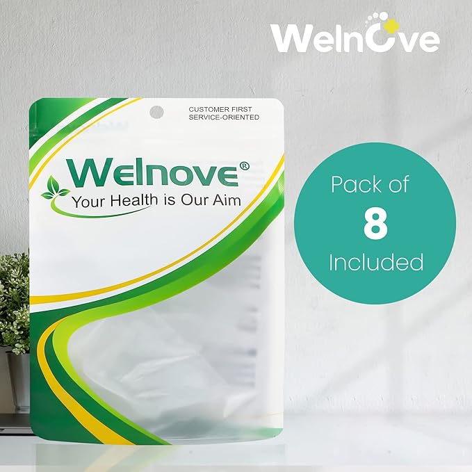 Welnove Toe Separators for Bunions - Gel Toe Spacers for Overlapping Toes, Calluses Pain- Flared Design Soft Silicone Toe Straighteners, Bunion Corrector for Men and Women (8 Pack of Medium Size)