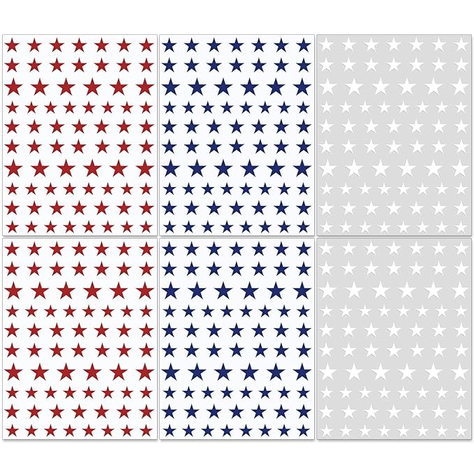4th of July Nail Stickers, Laser Bright Red Blue White Star for Independence Day Patriotic Nail Decals, 3D Design Self-Adhesive USA Flag Glitter Star Nail Art (6 Sheets)