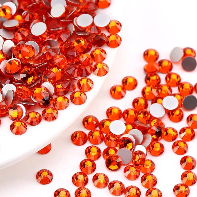 Novani Orange Rhinestones 1440pcs SS20 Glass Rhinestones Crystal Flatback Gemstones for Crafts Nails Makeup Bags and Shoes Decoration(SS20, Hyacinth)