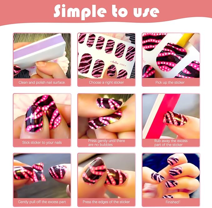 Nail Polish Strips - Solid Color, DANNEASY 24 Sheets Adhesive Nail Polish Stickers Full Nail Wraps for Women Girls Manicure Sticker Fingernails 1Pc Nail File, Cuticle Stick