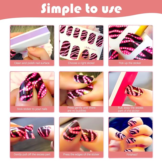 DANNEASY 16 Sheets Independence Day Nail Wraps for Women 4th of July Nail Polish Stickers Solid Color Nail Polish Strips Self-Adhesive Fingernail Stickers with Nail File, Cuticle Stick