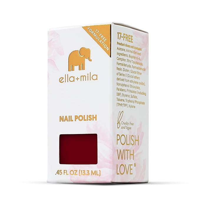 ella+mila Professional, Quick Dry, Long-Lasting & Chip-Resistant Red Nail Polishes (In Line for Wine - 0.45 fl oz)