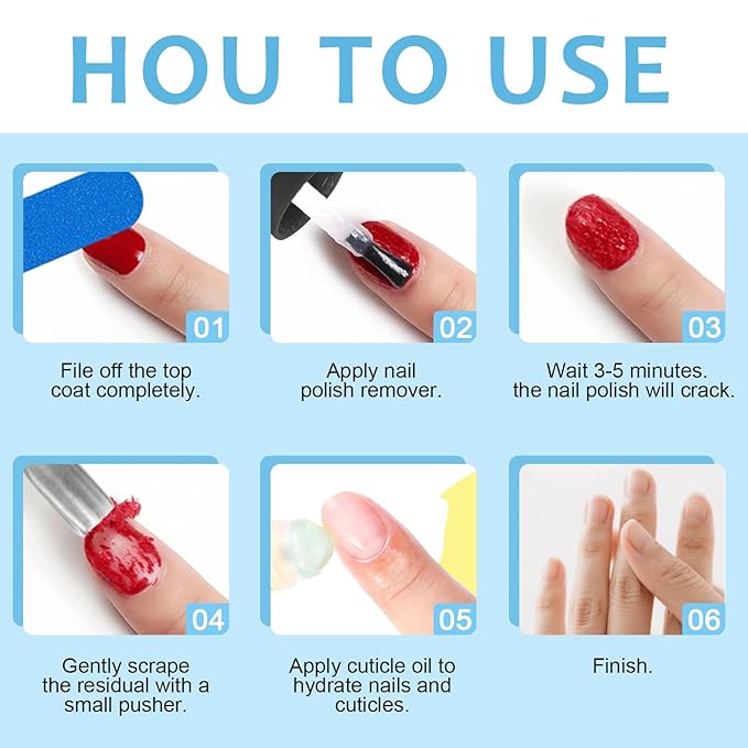 Quick Gel Nail Polish Remover Kit, Magickly Remove Polish in 3-5 Mins for Nail Gel, with a 15ml Gel Remover, Cuticle Oil & Nail Tools, No Need to Soak or Wrap (Remover&Oil)