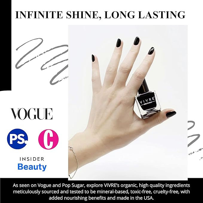 VIVRE Cosmetics Quick Dry Shiny Halal Nail Polish - Vegan, Non-Toxic, Long Lasting, Breathable & Water Permeable