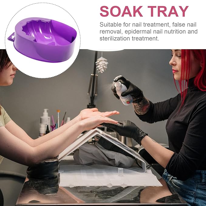 Mipcase 1Pc acrylic soak off bowl hand soaking bowl manicure soak tray manicure nail soak nail soaker acrylic remover art soak tools Spa purple hand