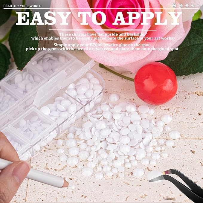 5000PCS Resin Rhinestones with Tweezers for Crafting, 2/3/4/5/6mm Flatback Jelly Rhinestones, 3 Box White Non Hotfix Crystal Gems for DIY Crafts Mugs Tumblers Clothes Makeup Nail