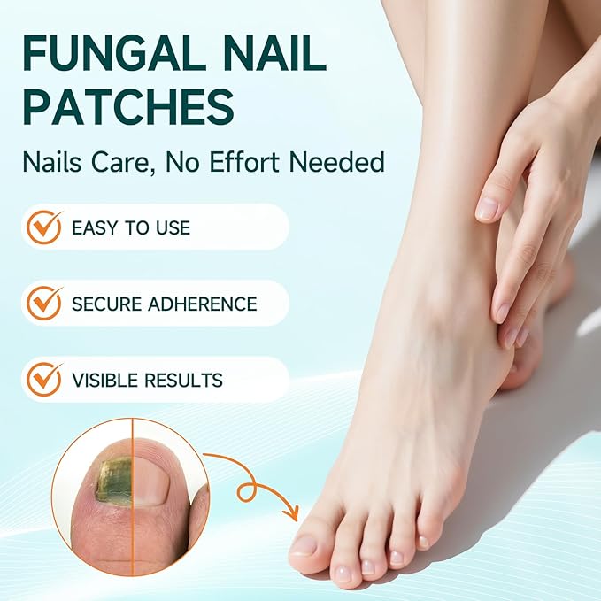32 Pcs Fungal Nail Patches, Toenail Fungus Treatment Extra Strong Formula, Nail Repair for Damaged Nails, Overnight Renewal for Men and Women