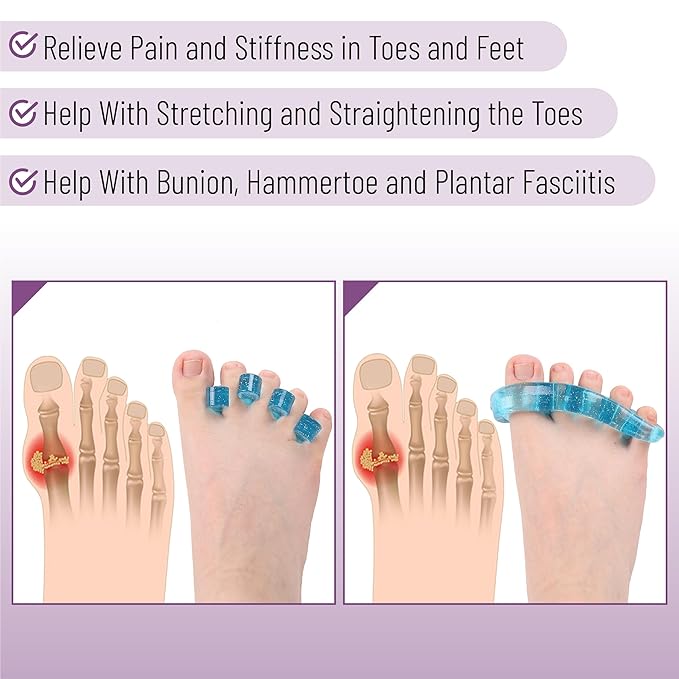 Dr. JK- ToePal Gel Toe Separator, 4 Pairs, Blue, Toe Spacers, Bunion Corrector, Christmas Gifts