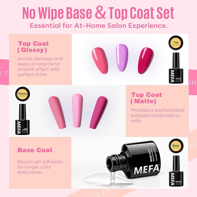 MEFA 32 Colors Gel Nail Polish Kit with U V Light, 54 Pcs Nude Pink Popular Gel Nail Polish Starters Set Essential Manicure Tools Nails Art Decorations DIY Gifts