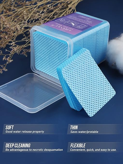 400PCS Lint Free Nail Wipes Glue Wipes Lash Extensions EBANKU Soft Blue Lash Glue Nail Polish Remover Cotton Pads Eyelash Extension Supplies
